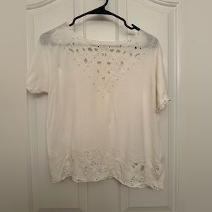 Madewell Eyelet Lace Detail Tee – Size Small